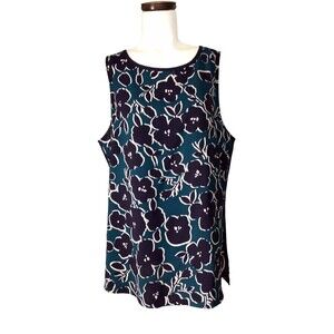 Warhol Floral Print CABI Shell Tank Top Sz L #3087